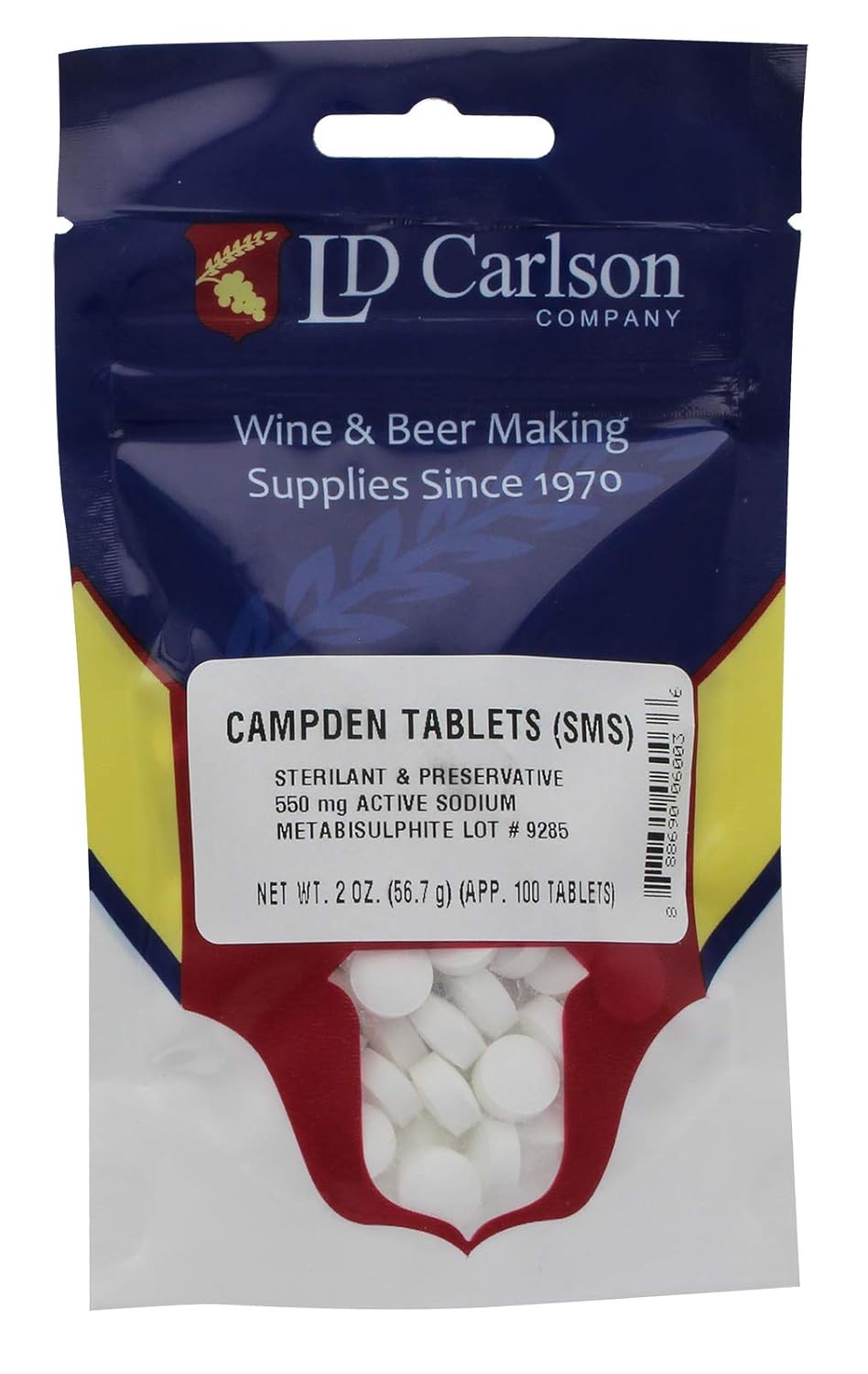 LD Carlson Campden Tablets - 2 Oz (100 Tablets) for Wine and Beer Making