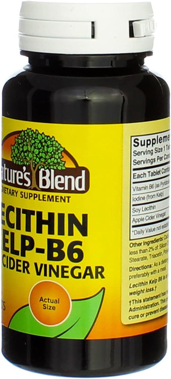 Lecithin Kelp-B6 with Apple Cider Vinegar 100 Tablets - Natural Blend (Model: 079854600704)