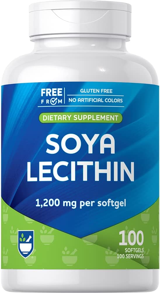 Lecithin Softgels 1200mg for Brain Health and Cognitive Function, 100 Count - Men and Women's Support