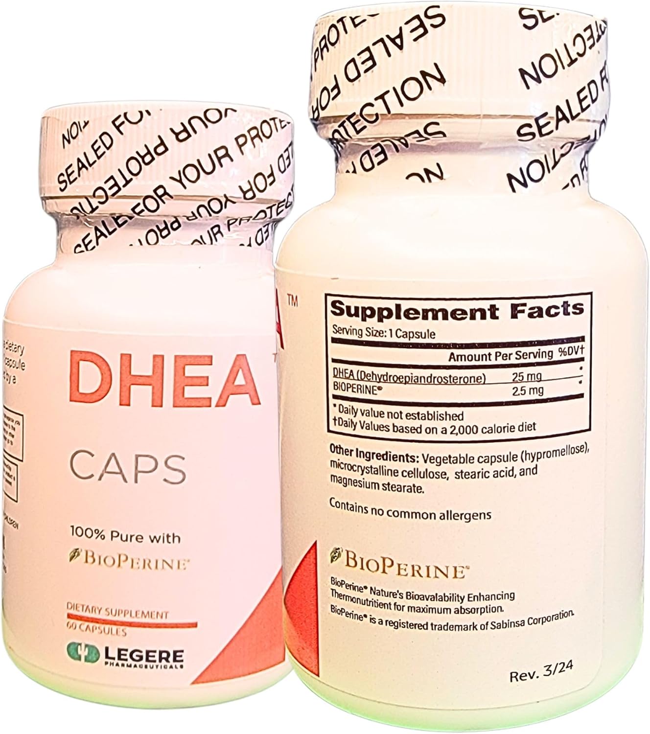 Legere Pharmaceuticals DHEA with Bioperine Capsules - 60 Count