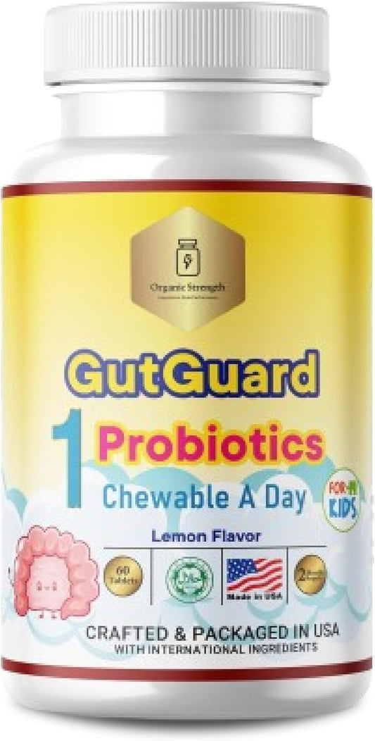 Lemon Flavored Organic Kids Probiotics for Ages 4-12 | Halal Children's Probiotic with Digestive Support | Promotes Gut Health and Wellness with 1 Daily Serving
