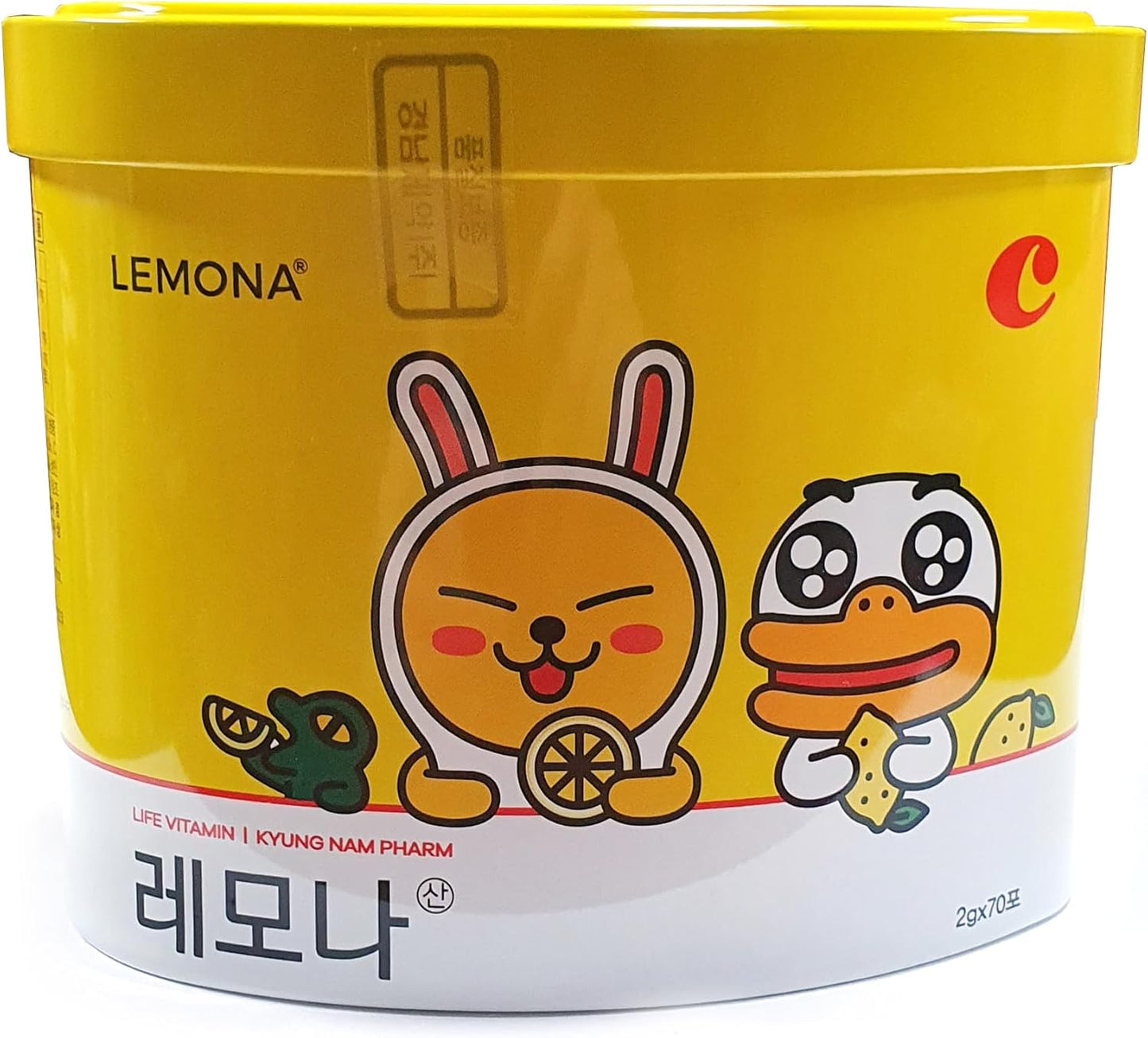 Lemon Flavored Vitamin C Powder Sticks - 500mg - 70 Pack - Heart Tin Case - Water Enhancer