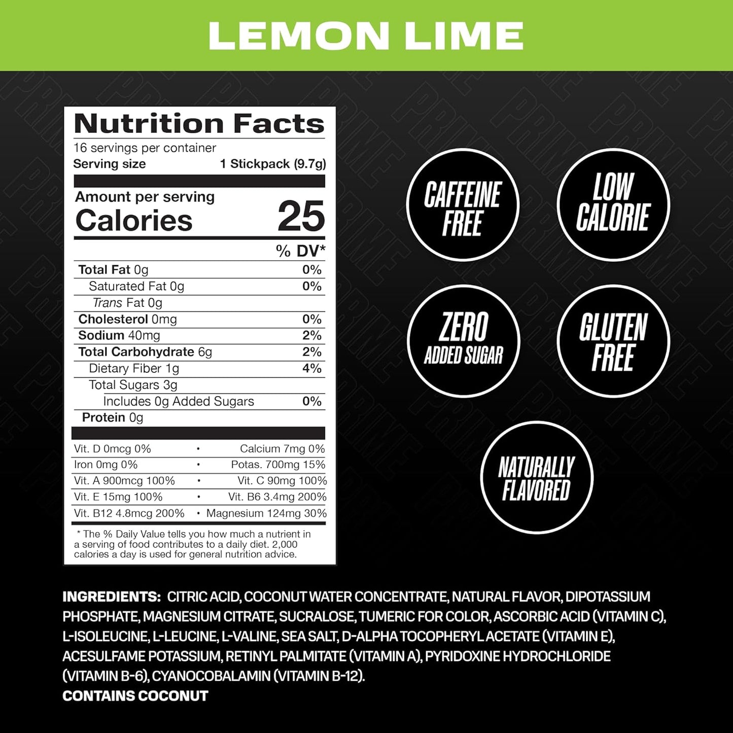 Lemon Lime Hydration Powder Sticks | Electrolyte Single Serve Sticks | Low Sugar & Caffeine-Free | Vegan-Friendly | 16 Sticks
