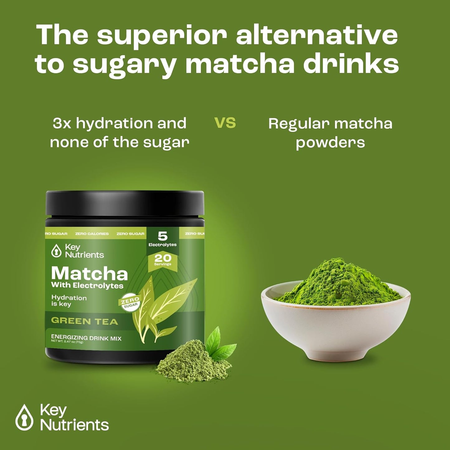 Lemonade Electrolyte Powder & Unsweetened Matcha Green Tea Bundle - 90 Servings Electrolytes, 20 Servings Matcha