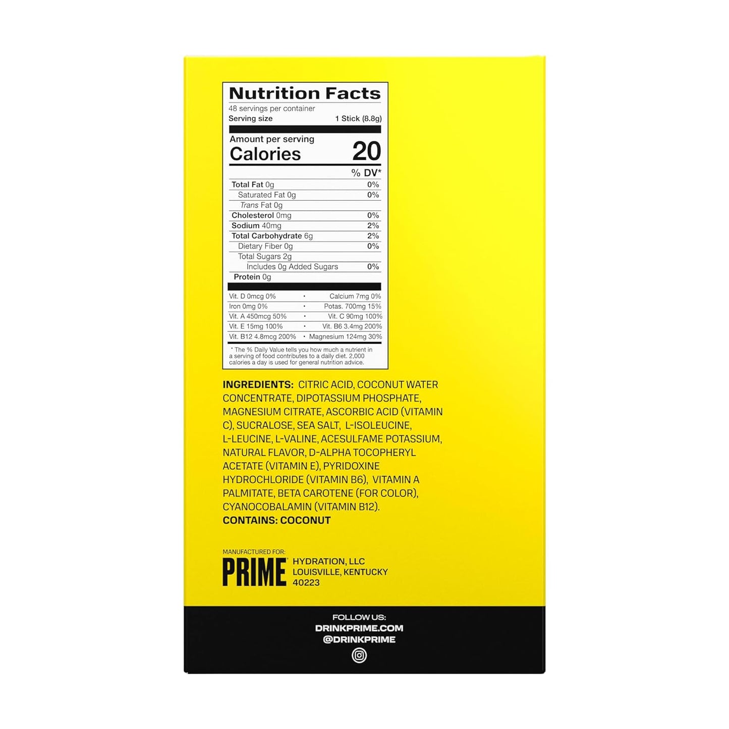 Lemonade Hydration Powder Sticks with BCAAs, B Vitamins, and Antioxidants - 48 Pack