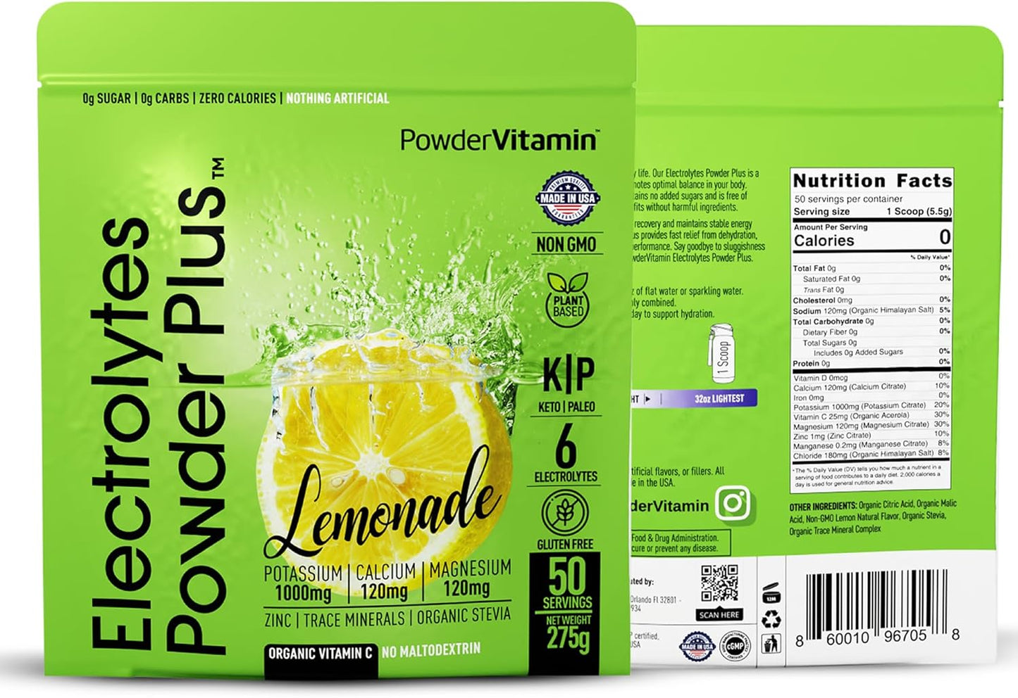 Lemonade Hydration Powder with Electrolytes, 0 Calorie Keto-Friendly Drink Mix (50 Servings)