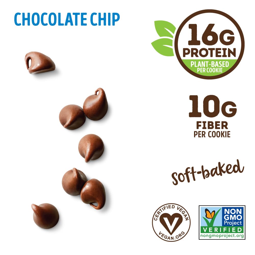 Lenny & Larry's Chocolate Chip Complete Cookie, 16g Plant Protein, Vegan, Non-GMO, Soft Baked - 12 Pack