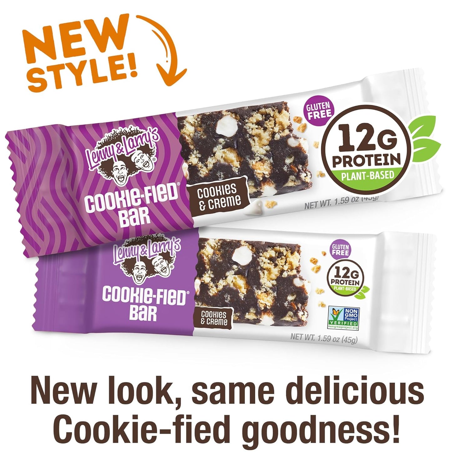 Lenny & Larry's Cookies & Creme Protein Bars - 9 Pack of 45g Vegan Bars with 12g Plant Protein & 5g Fiber - Gluten-Free, Keto Friendly, Non-GMO Snacks