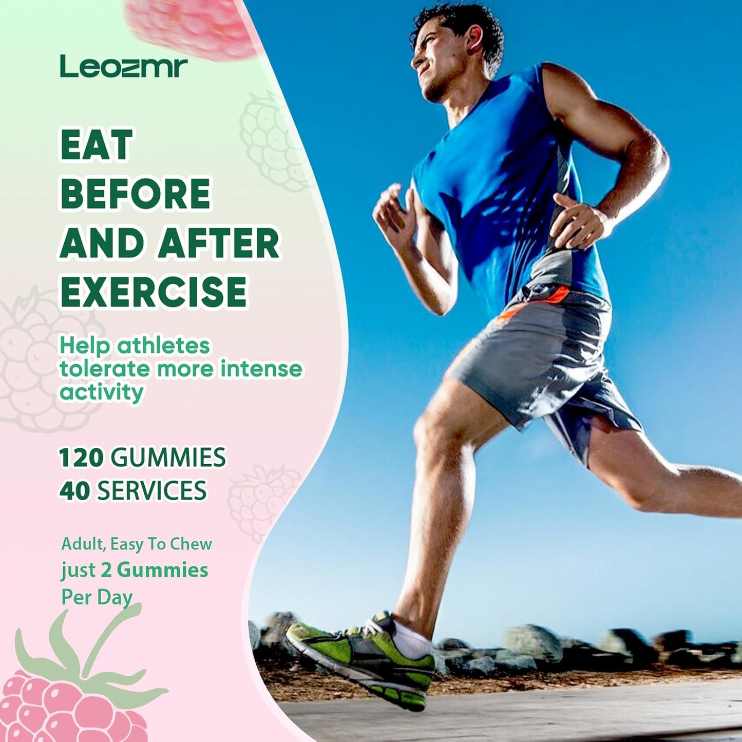Leozmr Creatine Monohydrate Gummies - Raspberry Flavor, 120 Count, Sugar Free, Vegan, 5g Creatine per Serving - Men & Women's Supplement