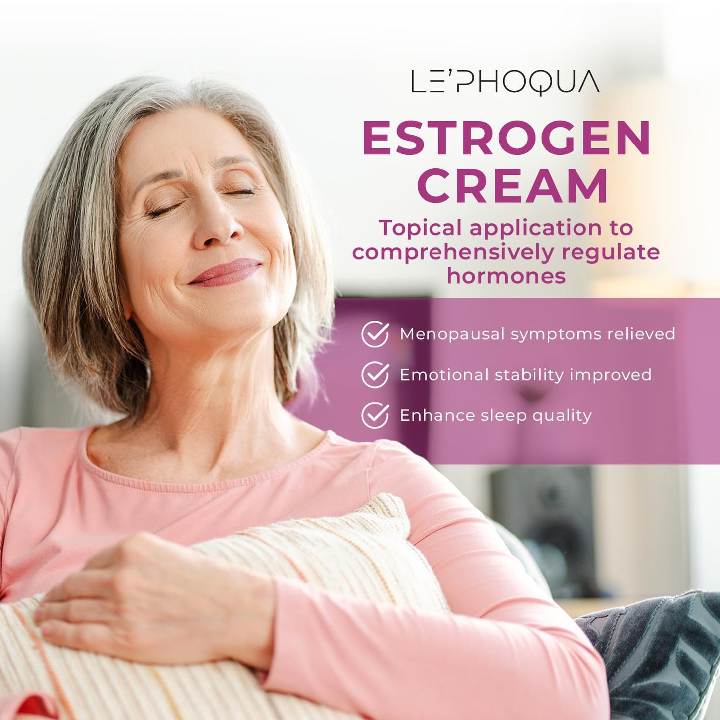 Le’phoqua Natural Bioidentical Estrogen Cream 4 Oz - Menopause Relief & Hormone Balance - Topical Phytoestrogen Cream for Hot Flashes & Support