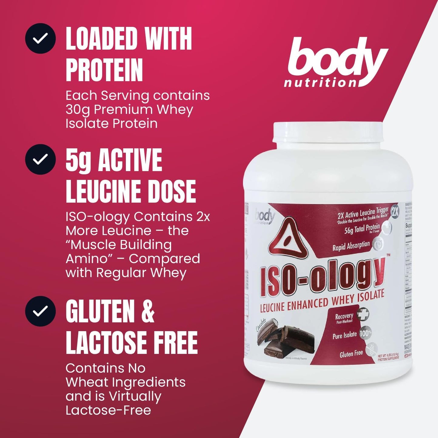 Leucine-Enhanced Grass Fed Whey Isolate Protein Powder for Post-Workout Recovery, Chocolate Flavor - 4lb
