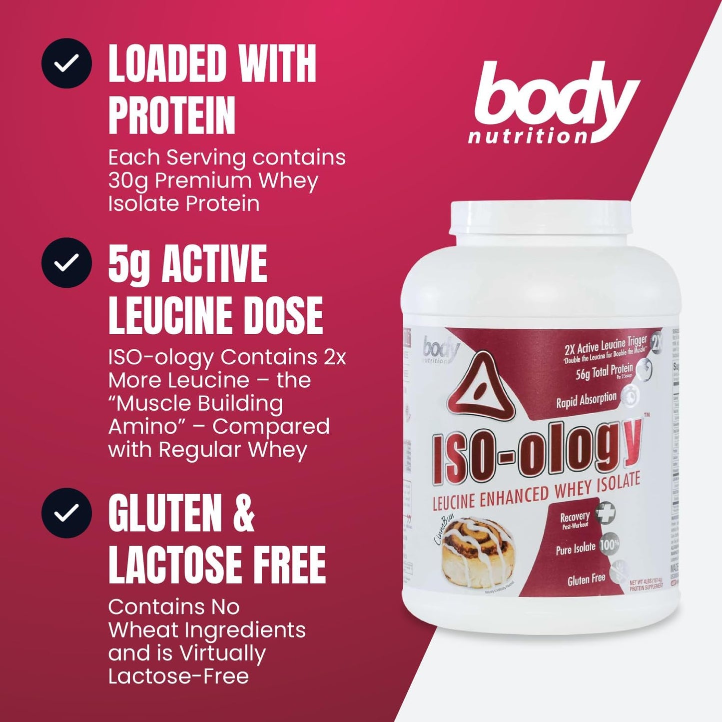 Leucine-Enhanced Grass Fed Whey Isolate Protein Powder for Post-Workout Recovery - Cinnabun Flavor, 4lb