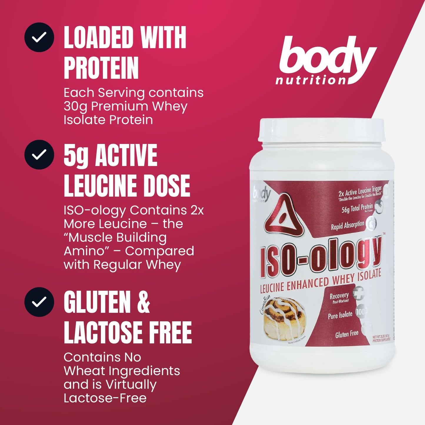 Leucine-Enhanced Grass Fed Whey Isolate Protein Powder for Post-Workout Recovery, Cinnabun Flavor - 2lb