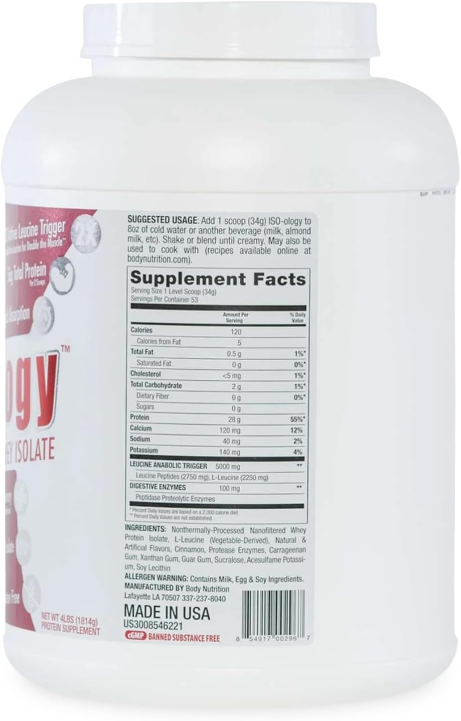 Leucine-Enhanced Grass Fed Whey Isolate Protein Powder for Post-Workout Recovery - Cinnabun Flavor, 4lb