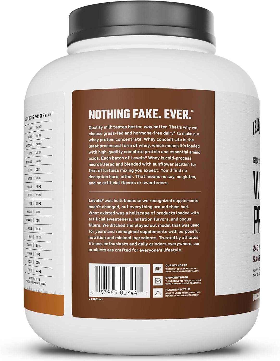 Levels Grass Fed Whey Protein Powder Chocolate Peanut Butter 5LB - 24G Protein, No Artificial Ingredients
