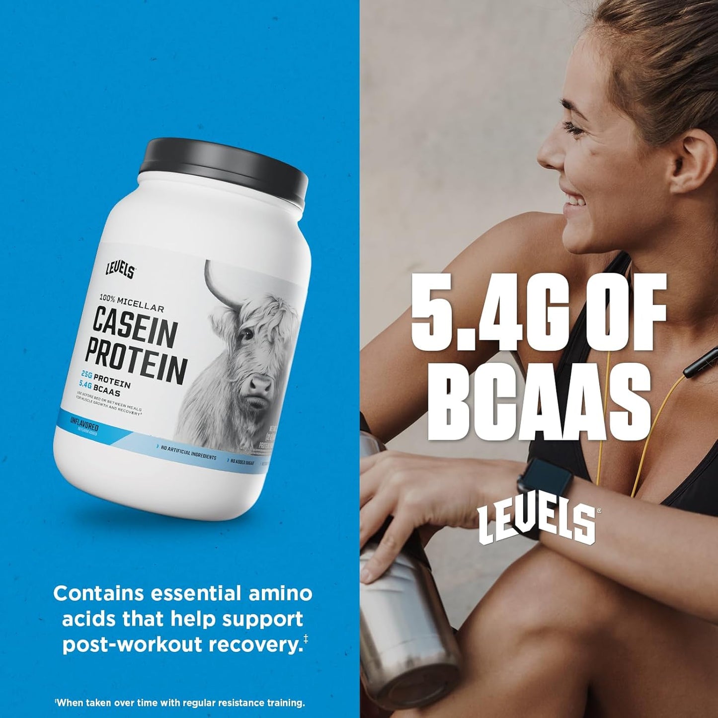 Levels Nutrition 100% Micellar Casein Protein Powder - Hormone Free & Unflavored - 2LB Size
