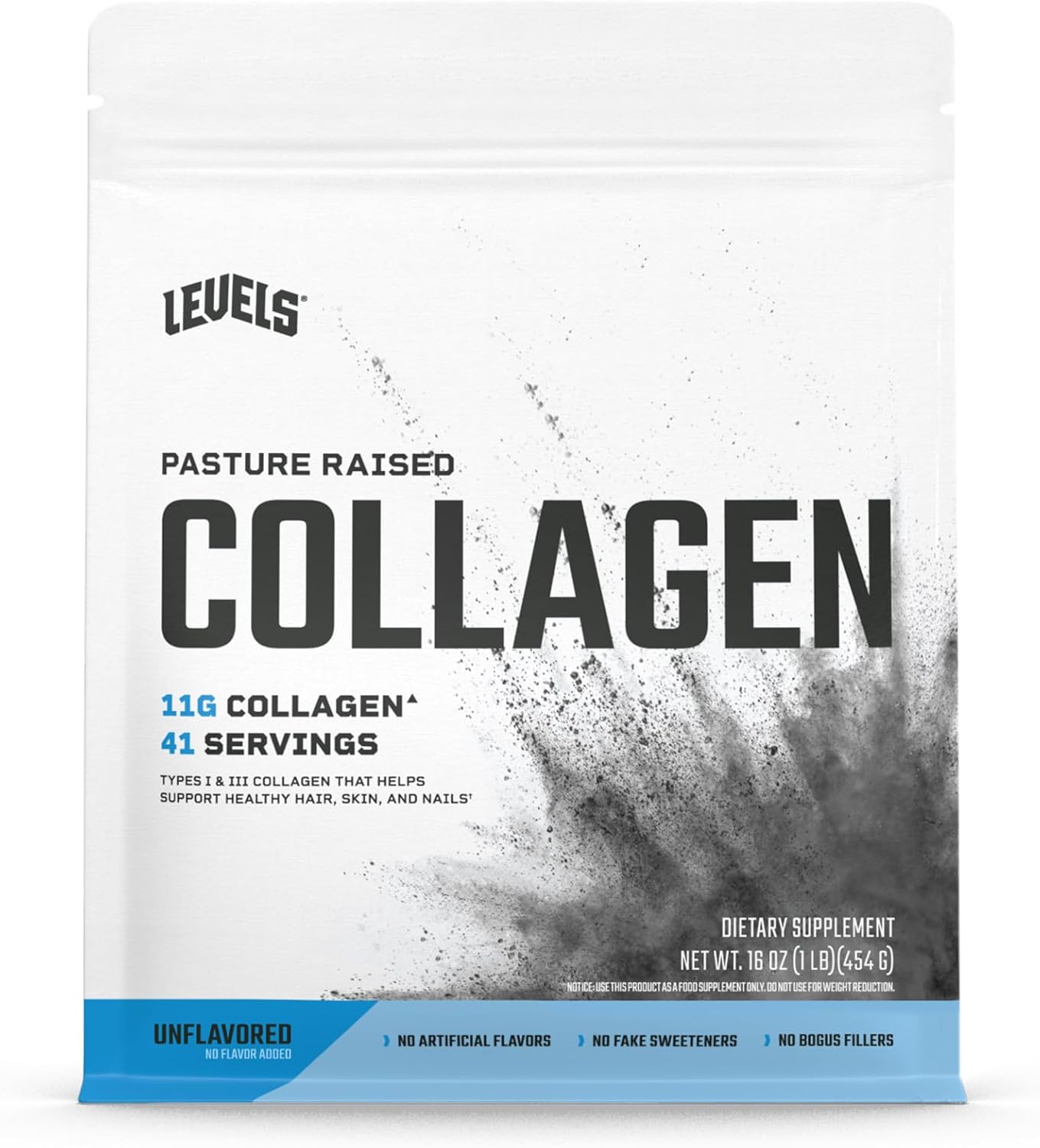 Levels Nutrition Collagen Peptides - 11g of Collagen, Unflavored, 1lb - No Artificial Ingredients