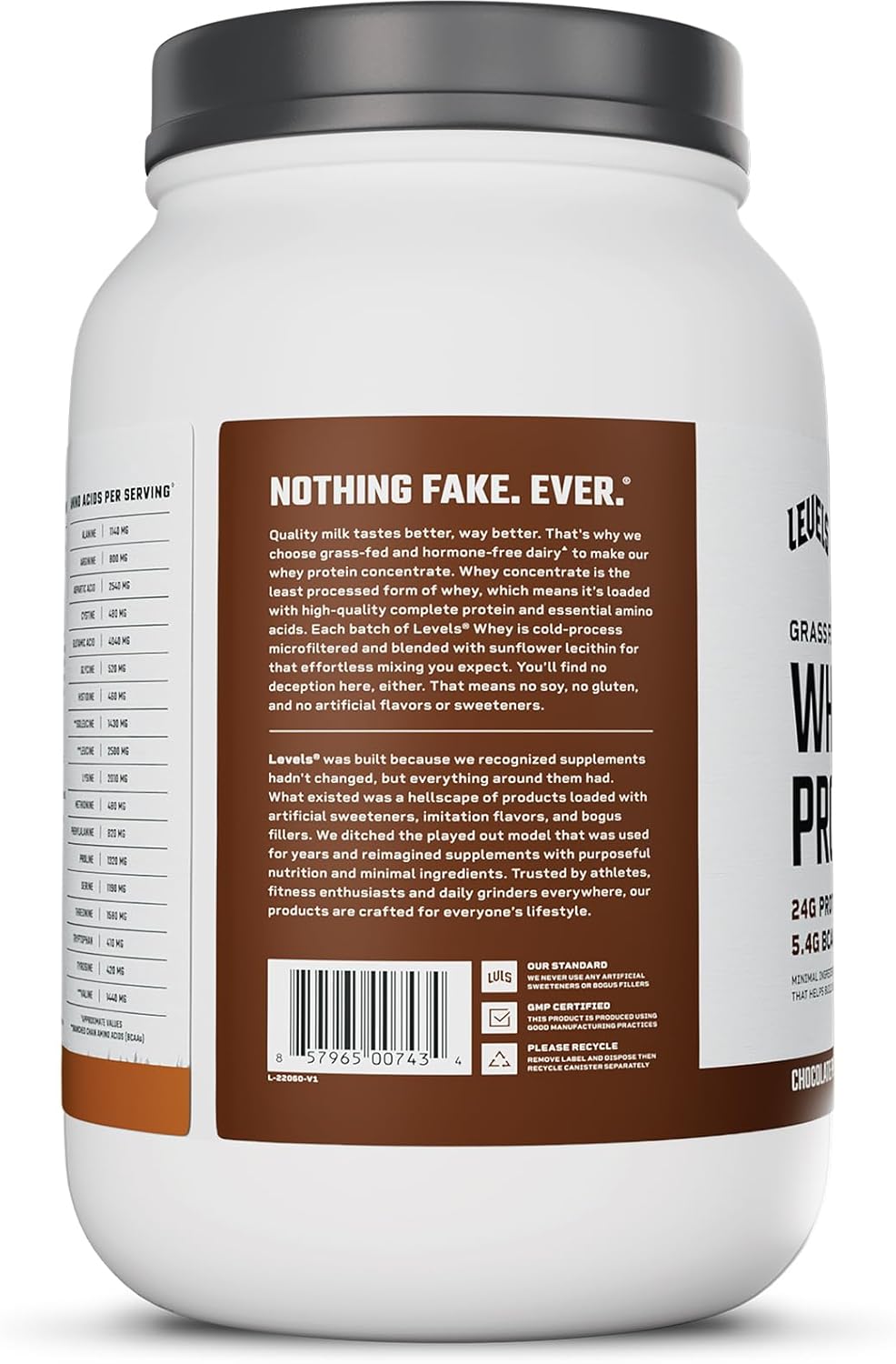 Levels Nutrition Grass Fed Whey Protein Powder - Chocolate Peanut Butter Flavor, 24g Protein, No Artificial Ingredients - 2LB Pack
