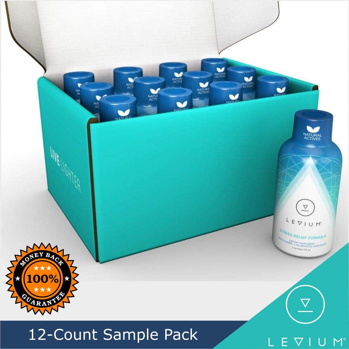Levium Stress Relief Liquid Shots, 12 Count Sample - Natural Mood Boosting Vitamin Supplement