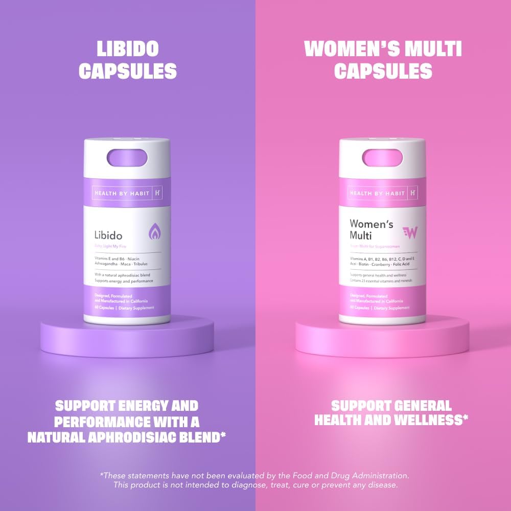 Libido and Women's Multi Supplement Bundle - Health By Habit Feeling Yourself Kit (60 Capsules Each), Non GMO & Sugar Free