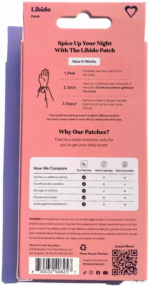 Libido Patch by The Patch Brand | Enhance Natural Wellness with L-Arginine, Vitamin B6, and Maca