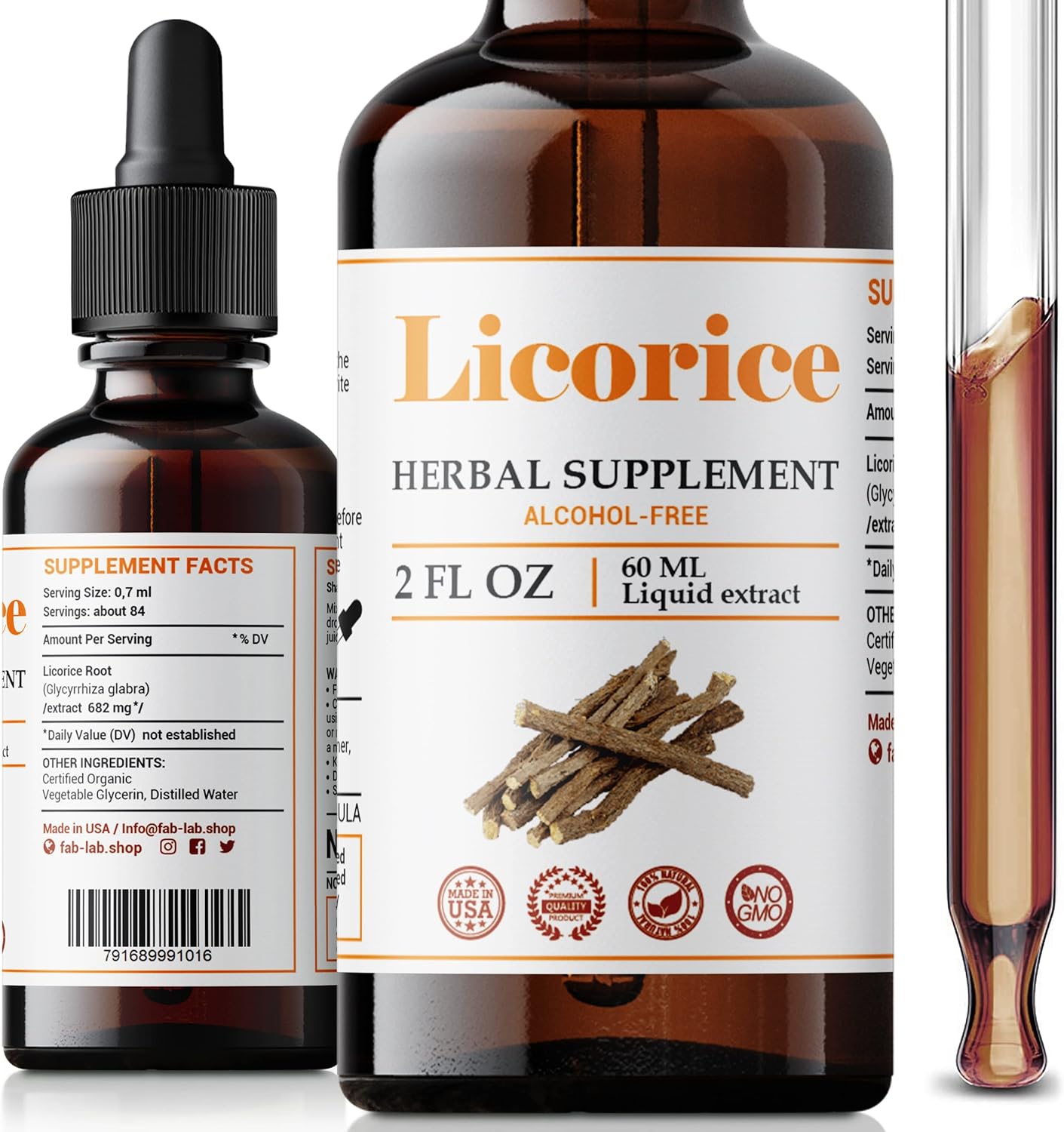 Licorice Root Extract Supplement - Herbal Immune Support for Digestion, Respiratory Health, and Fatigue - Non-GMO Formula - 2 Fl Oz Bottle