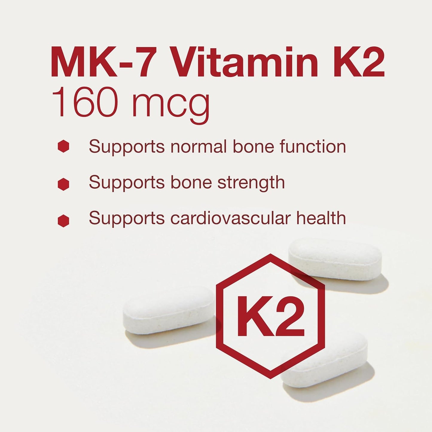 Life Balance Protocol MK-7 Vitamin K2 160mcg Tablets - Bone Health & Vascular Elasticity Support - Non-GMO Vegan VIT K Supplement