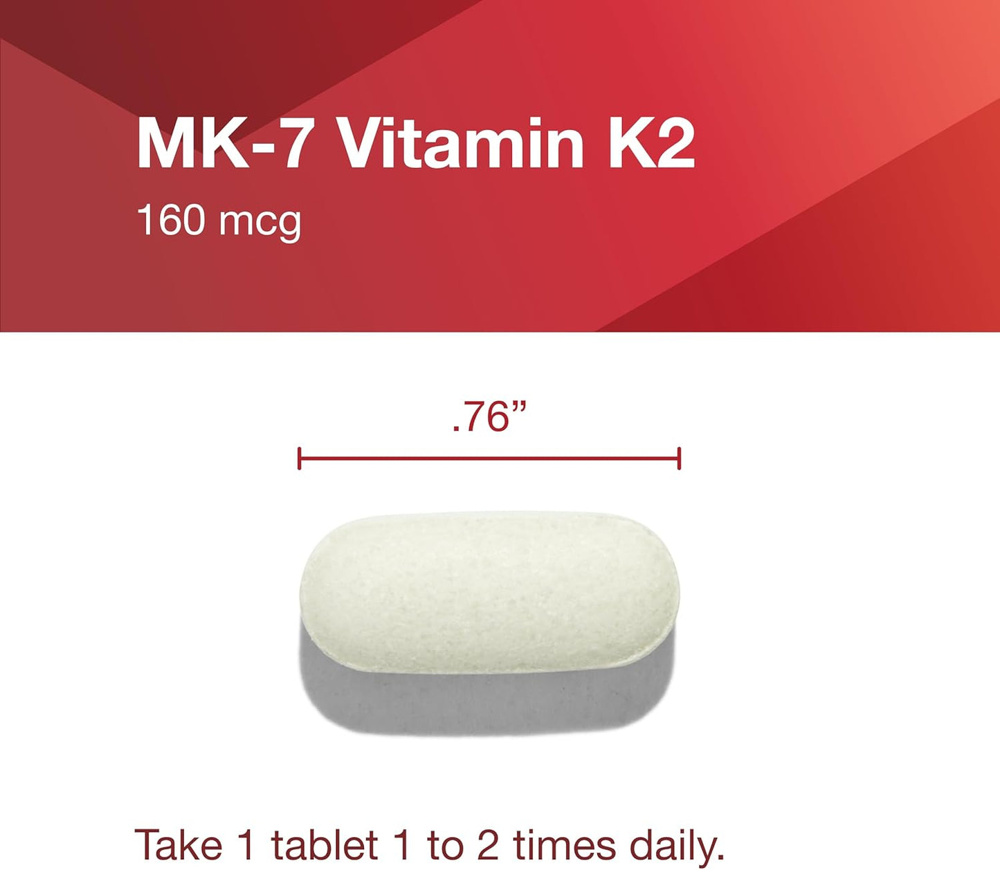 Life Balance Protocol MK-7 Vitamin K2 160mcg Tablets - Bone Health & Vascular Elasticity Support - Non-GMO Vegan VIT K Supplement