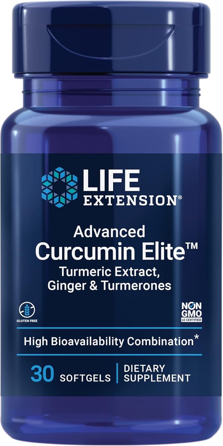 Life Extension Curcumin Elite Turmeric Ginger Extract Softgels with Vitamin D3 - Supports Inflammatory Response, Immune Health, Bone Strength, and Brain Function - Available in 30 and 60 Count Sizes