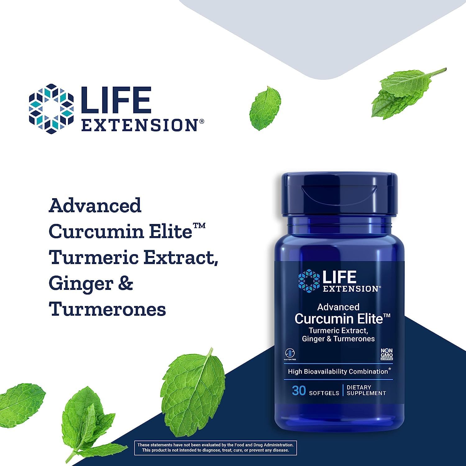 Life Extension Curcumin Elite Turmeric Ginger Extract Softgels with Vitamin D3 - Supports Inflammatory Response, Immune Health, Bone Strength, and Brain Function - Available in 30 and 60 Count Sizes