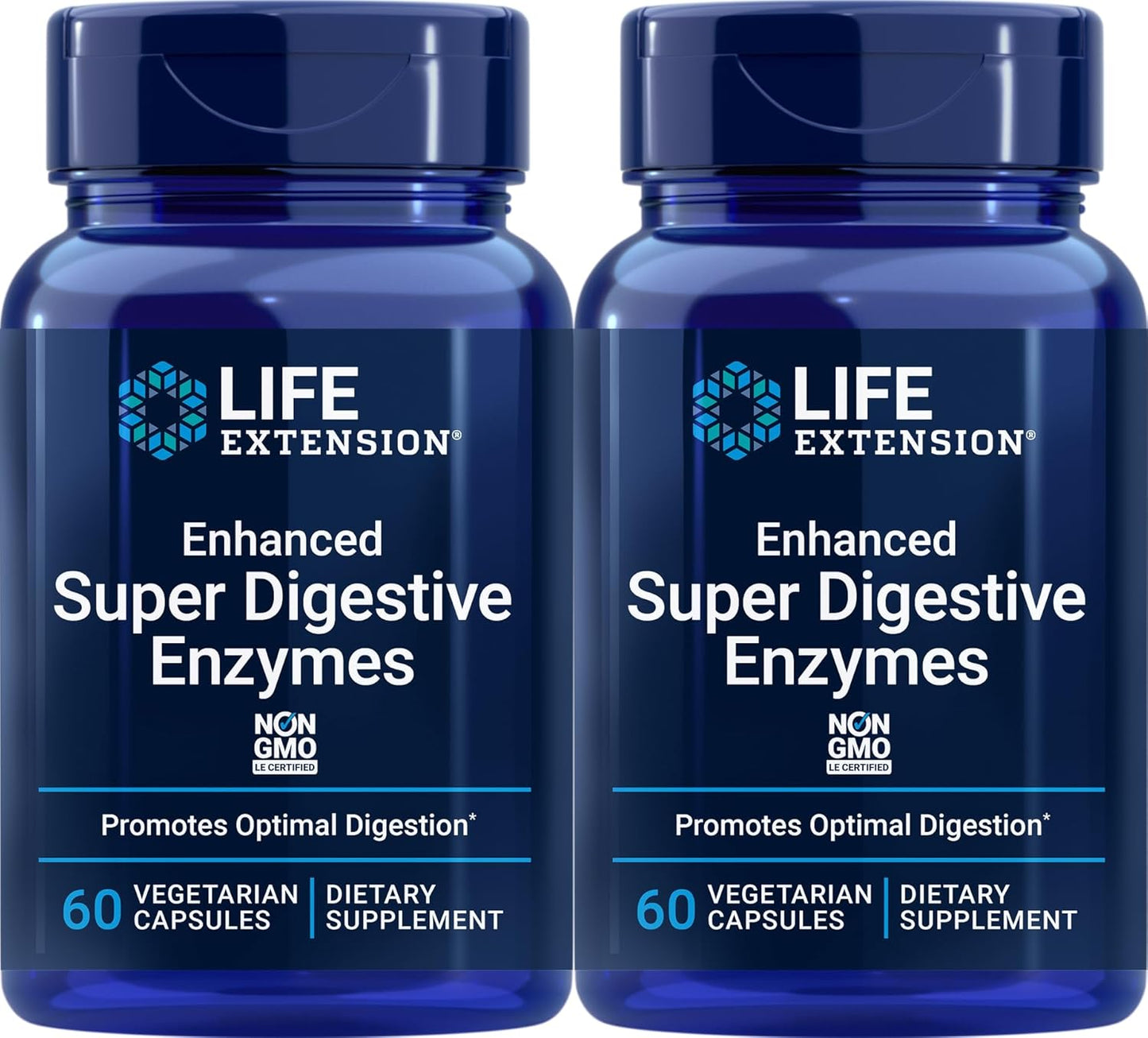 Life Extension Enhanced Super Digestive Enzymes - 120 Vegetarian Capsules, Digestive Support Supplement Pack