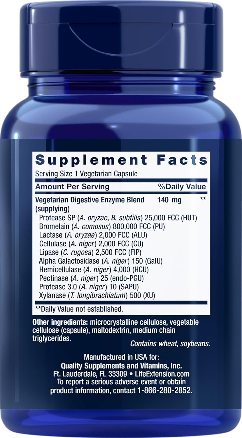 Life Extension Enhanced Super Digestive Enzymes - 120 Vegetarian Capsules, Digestive Support Supplement Pack