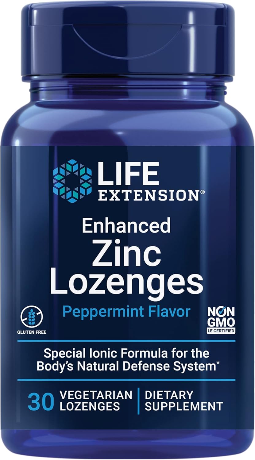 Life Extension Enhanced Zinc Lozenges - Optimal Immune Support, Strong Response - 30 Ionic Zinc Lozenges, Non-GMO & Vegetarian