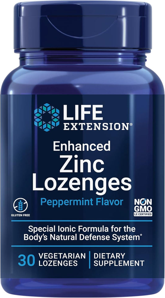 Life Extension Enhanced Zinc Lozenges - Optimal Immune Support, Strong Response - 30 Ionic Zinc Lozenges, Non-GMO & Vegetarian