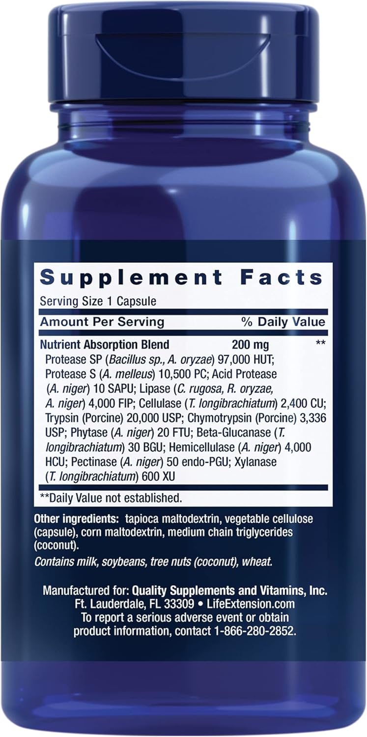 Life Extension Extraordinary Enzymes - Digestive Health Support for Optimal Nutrient Absorption - Non-GMO Digestive Enzymes - 60 Capsules