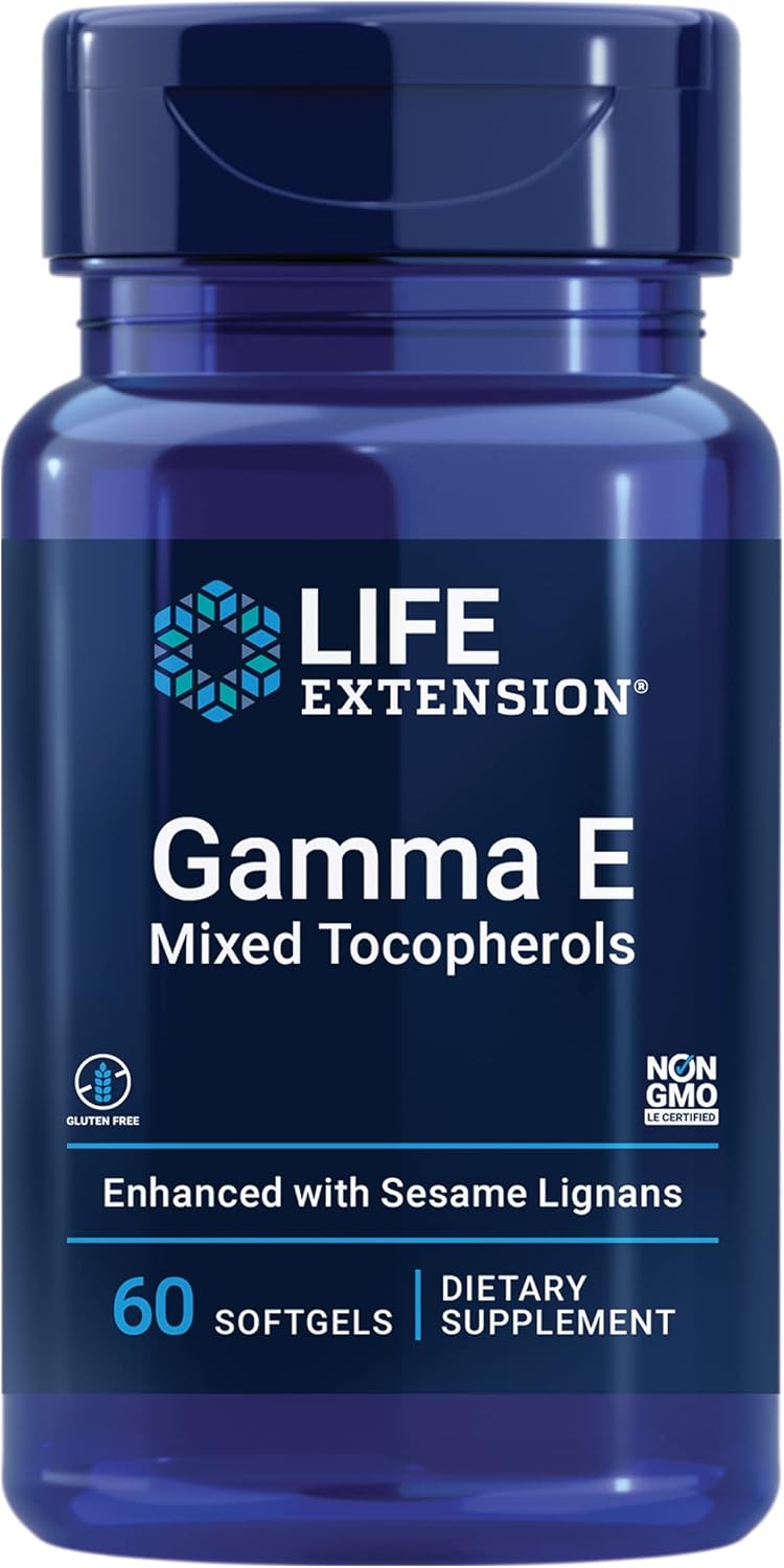 Life Extension Gamma E Mixed Tocopherols Softgels with Sesame Lignans for Healthy Aging, Non-GMO, Gluten-Free - 60 Count