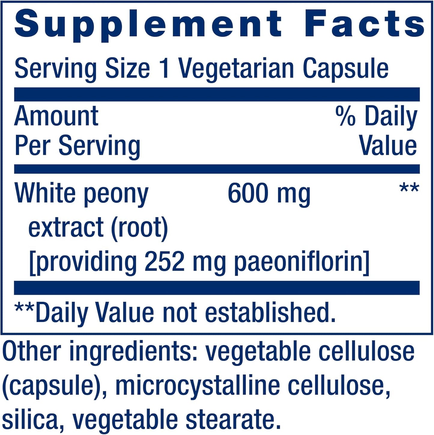 Life Extension Peony Immune Capsules - White Peony Root for Immune System Support - Gluten-Free, Non-GMO, Vegetarian - 60 Count