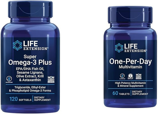 Life Extension Super Omega-3 Plus EPA/DHA Fish Oil with Multivitamin - Rich in Essential Nutrients & Antioxidants for Overall Health & Wellness