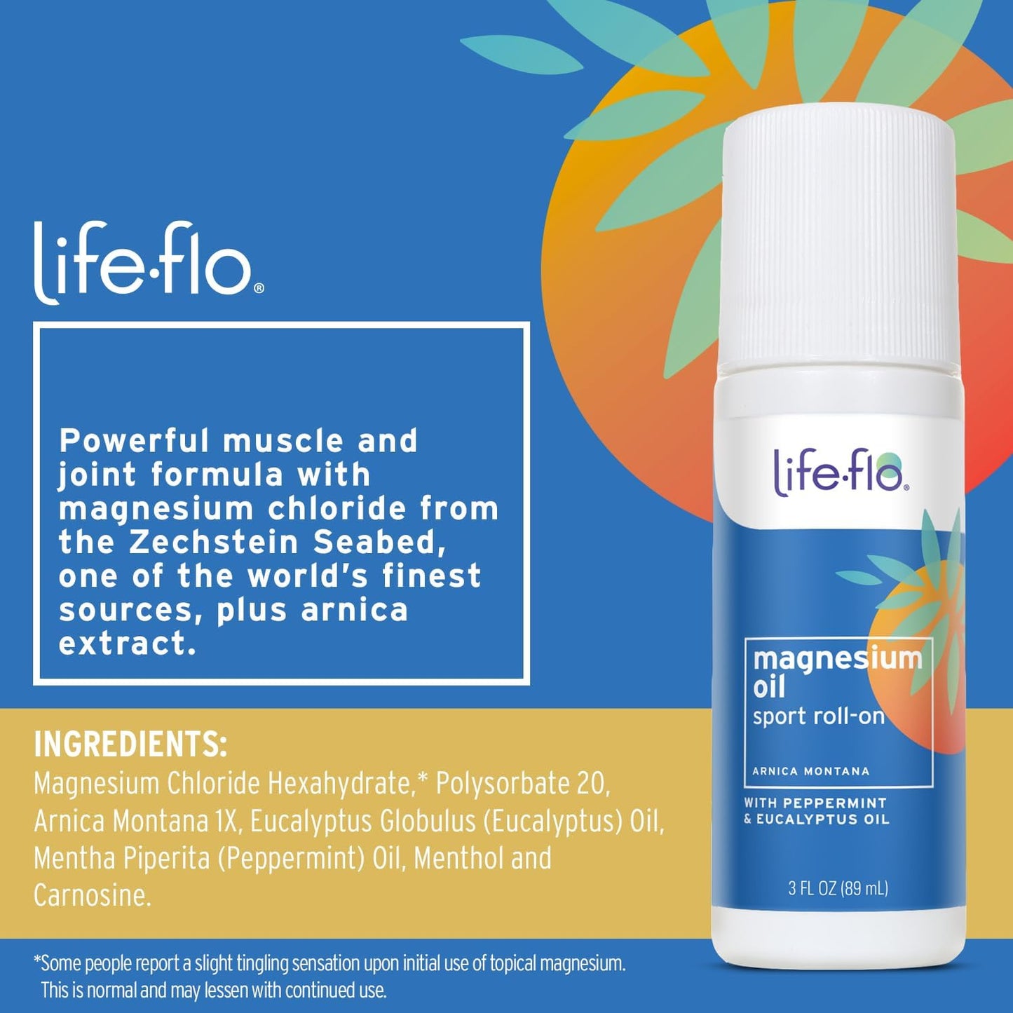 Life-Flo Magnesium Oil Sport Roll-On for Muscle Recovery | 3oz