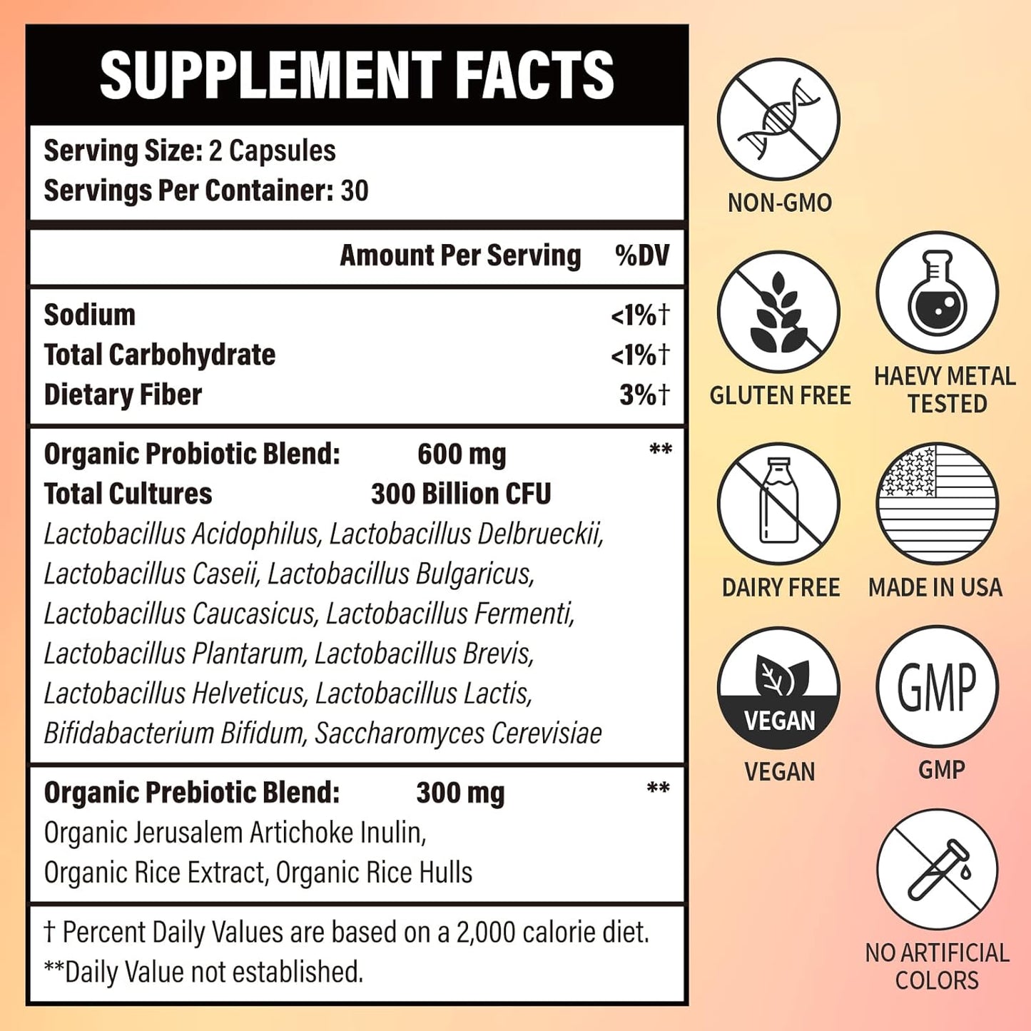 Lifeatlas 300 Billion CFU Probiotics - 12 Strains Prebiotic Blend for Digestive & Gut Health, Immune Support - 120 Capsules