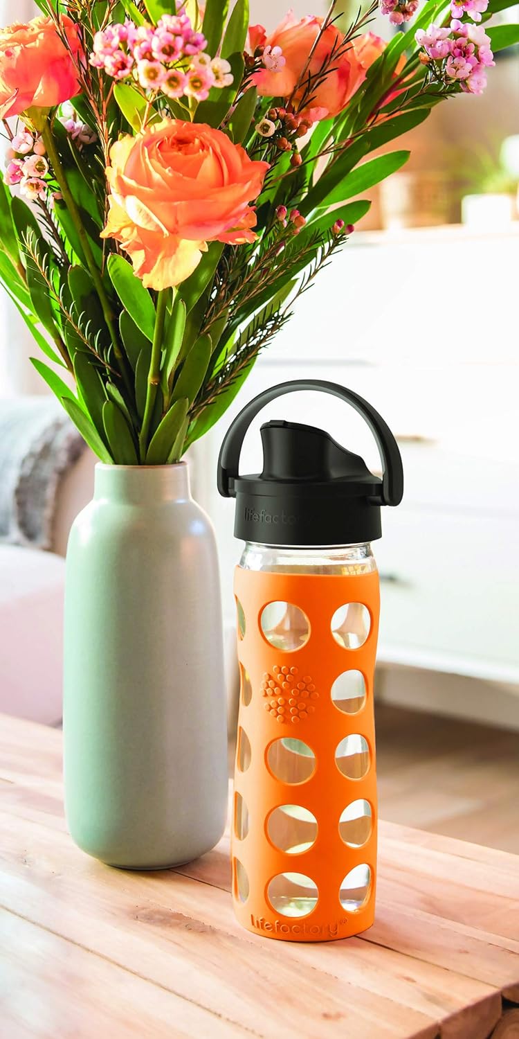 Lifefactory Active Flip Cap Accessory in Onyx Black for 12, 16, and 22-Ounce Glass Bottles
