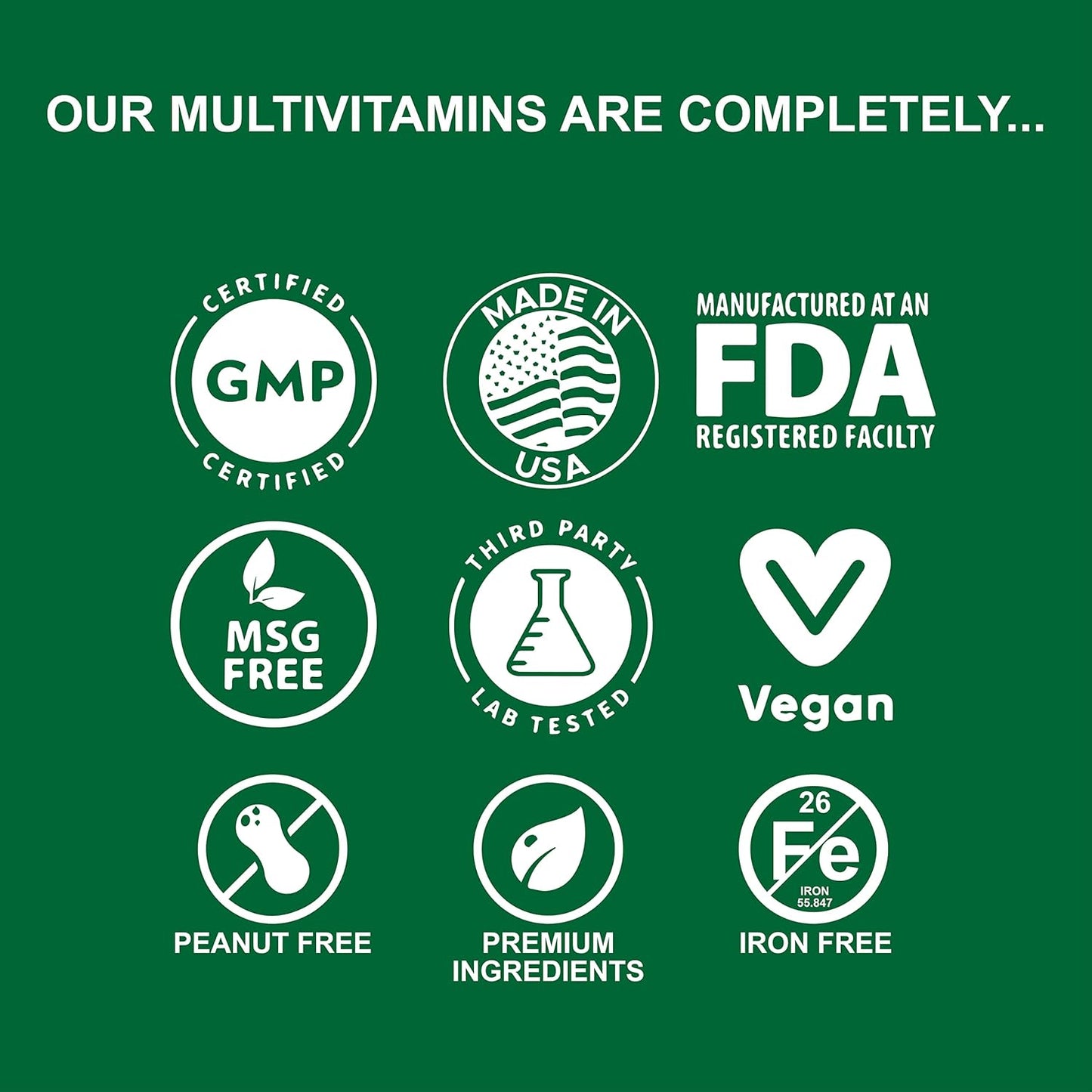 Life's Fortune Advanced Multi-Vitamin and Mineral with Super Greens, ORAC Berries, Antioxidants, and Enzymes - Non-GMO, Iron-Free, GMP Tested - 60 Veggie Tablets
