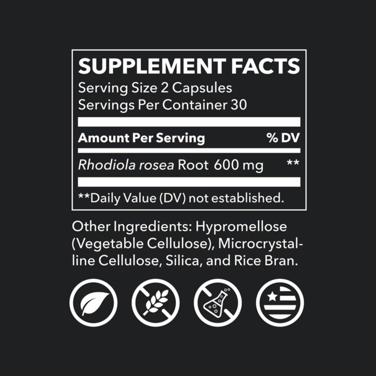 LifeSeasons Essentials Rhodiola Root Capsules - Promotes Stress Relief, Sleep Quality, Cognitive Function - Natural Calm Support - 600mg - 30 Day Supply