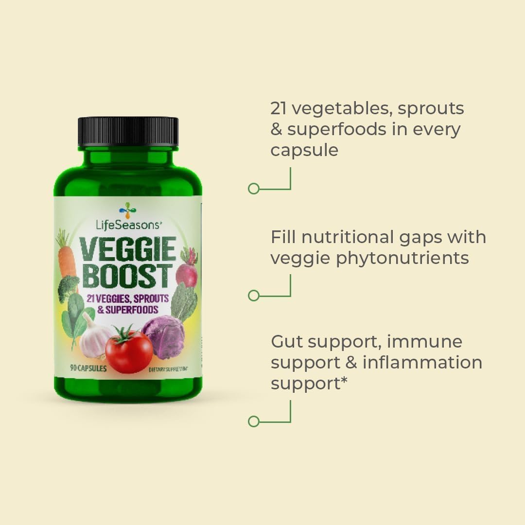 LifeSeasons Fruits & Veggies Supplements: Immunity & Wellness Boost - 40 Superfoods - Vitamins, Minerals, Antioxidants - 3X Potency - 90 Count x2