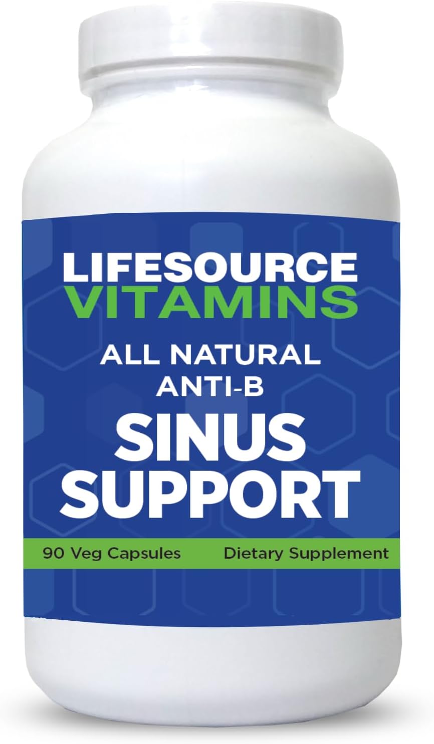 LifeSourceVitamins All-Natural Anti-B Sinus Support Capsules with 14 Ingredients for Healthy Sinuses