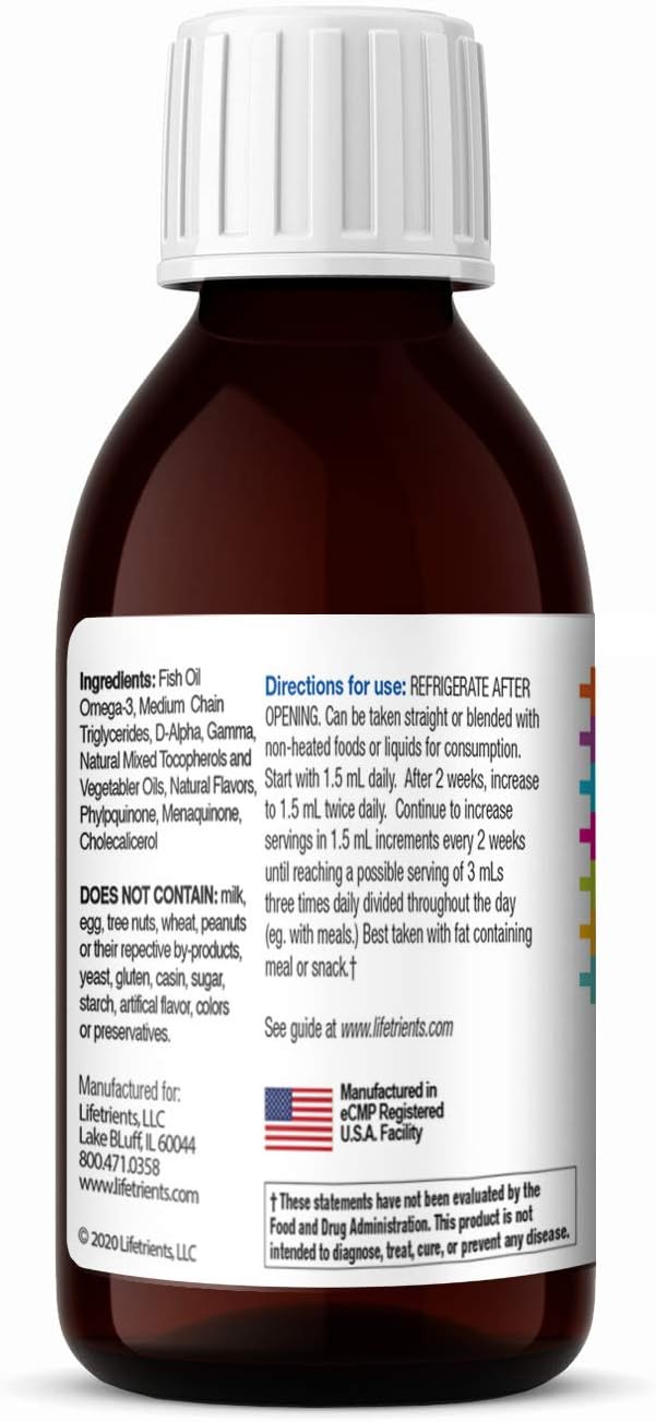 Lifetrients Speak+D Pure Oil - Natural Lemon - 4.05 oz - Pediatrician Formulated for Children with Special Nutritional Needs - Omega-3, Vitamin E, D & K