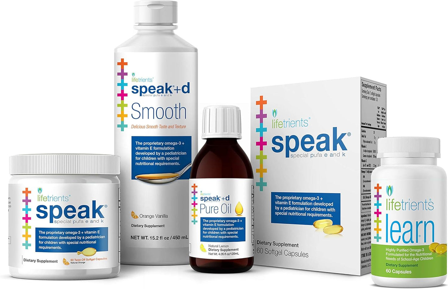 Lifetrients Speak+D Pure Oil - Natural Lemon - 4.05 oz - Pediatrician Formulated for Children with Special Nutritional Needs - Omega-3, Vitamin E, D & K