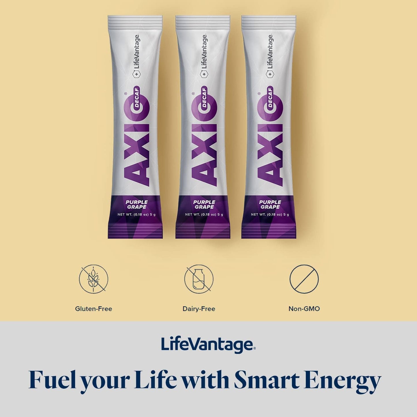 LifeVantage AXIO Purple Grape Energy Drink Powder - 30 Packets with B Vitamins & Green Tea Extract
