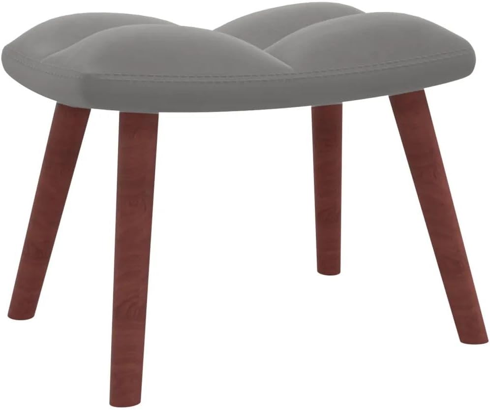 Light Gray Velvet Relaxing Chair with Stool - 22.8" Armrest Height, Foam-Filled, 328062