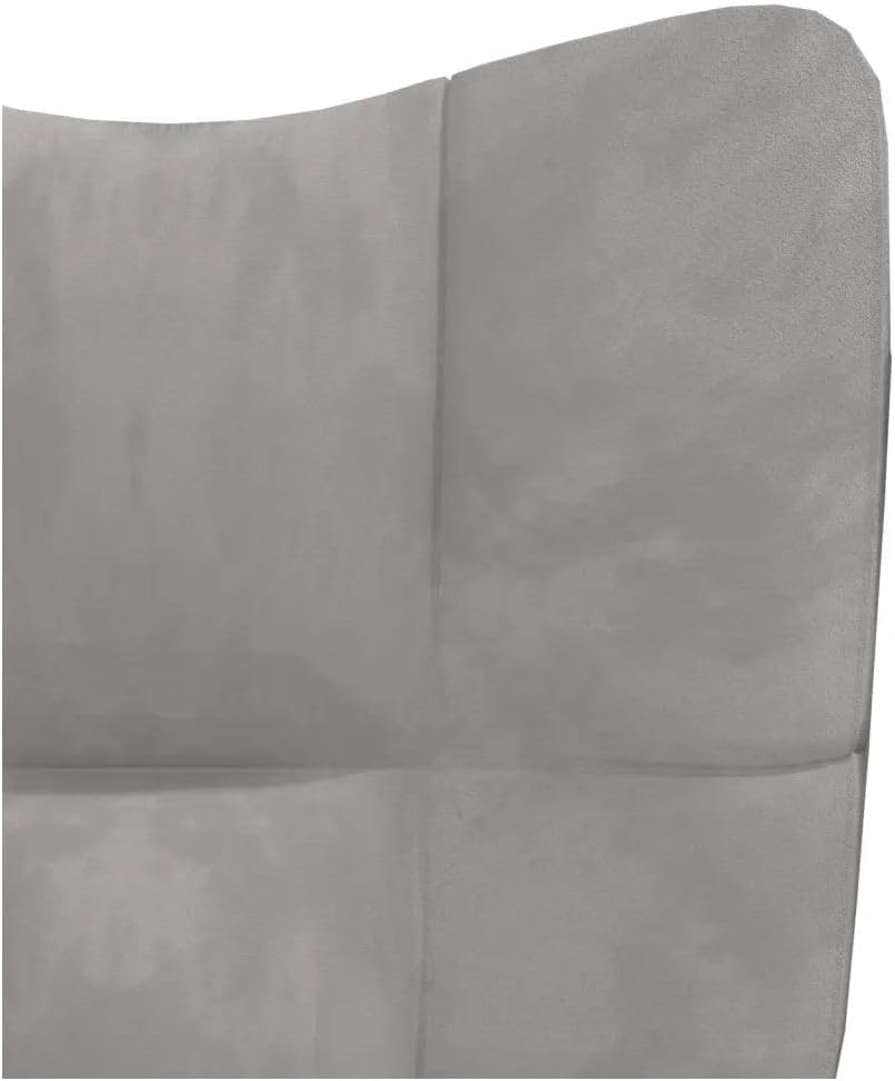 Light Gray Velvet Relaxing Chair with Stool - 22.8" Armrest Height, Foam-Filled, 328062